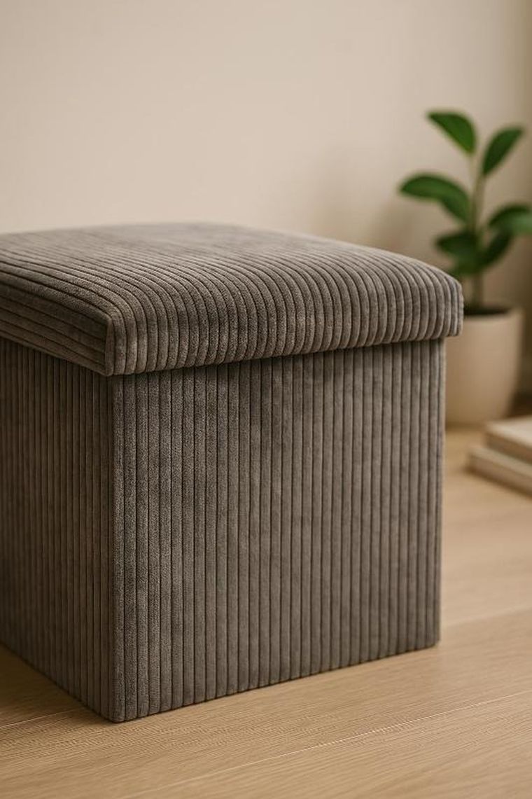 Storage Solutions, pufa ze schowkiem sztruksowa, Tobo, 38-38-38 cm