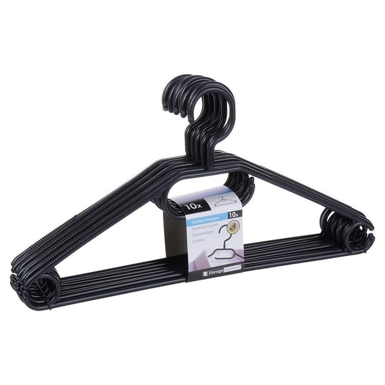 Storage Solutions, wieszaki na ubrania, czarne obrotowe, 10 szt.