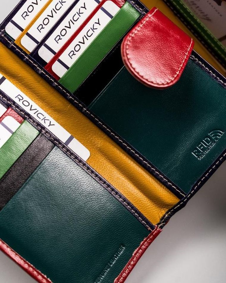 Stylowy portfel z kolorowej skóry naturalnej, Rovicky