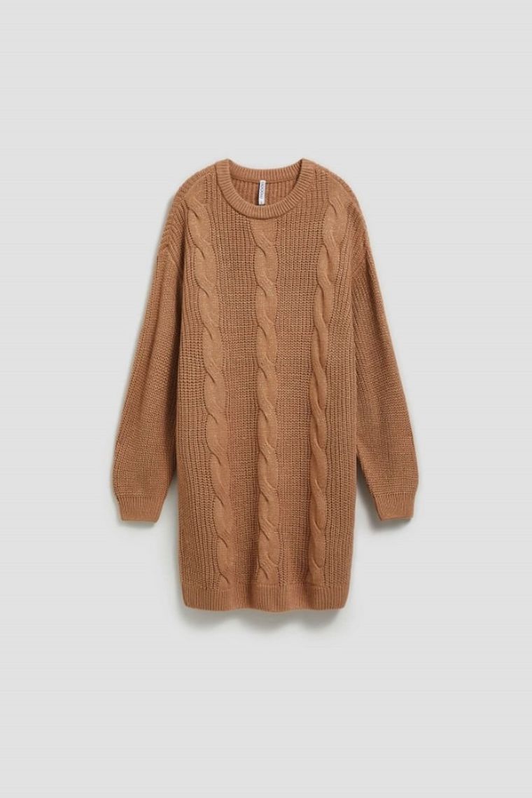 Sukienka damska, beżowa, Moodo