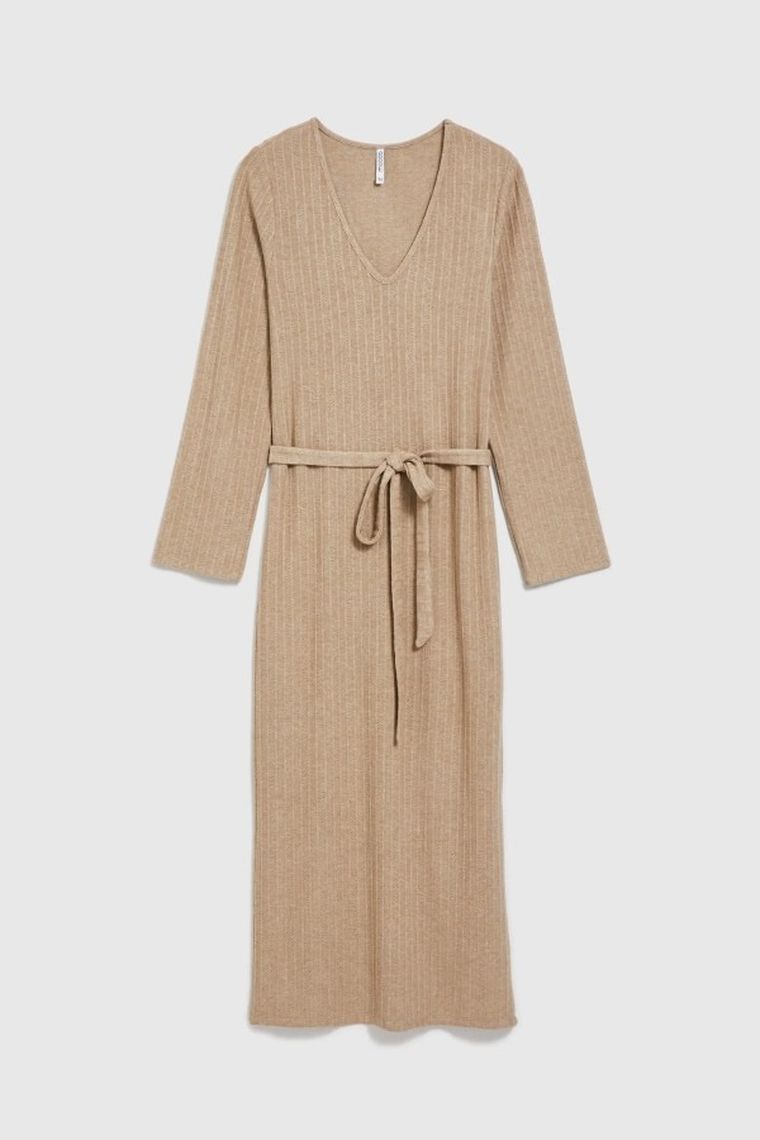 Sukienka damska, beżowa, Moodo