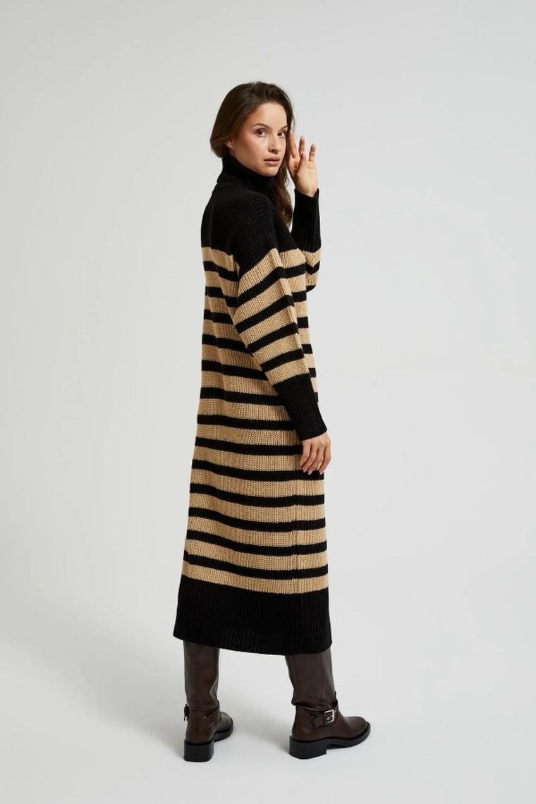 Sukienka damska, czarno-beżowa, Moodo