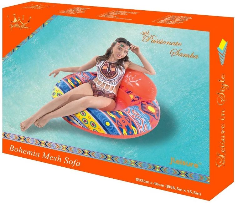 Sun Club, dmuchany fotel do pływania, boho, 93-40 cm