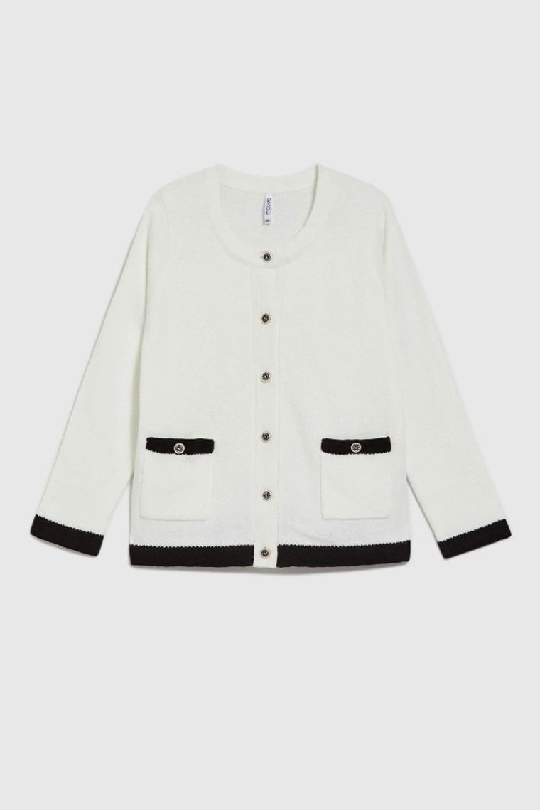 Sweter damski, rozpinany, biały, Moodo