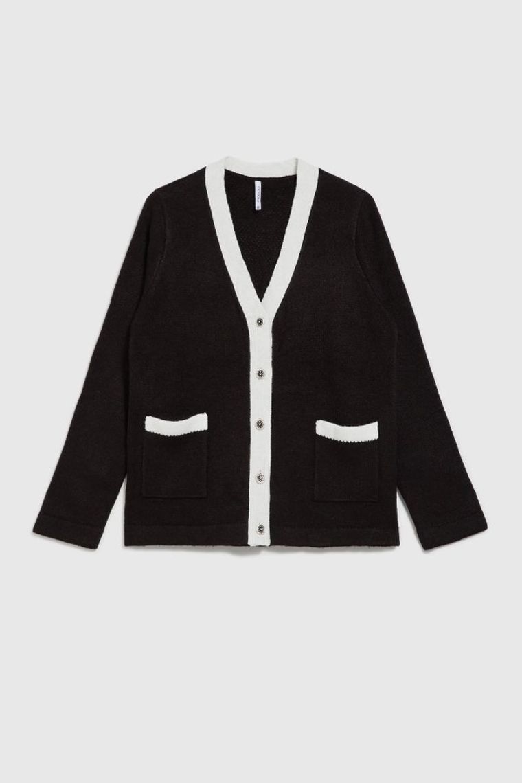 Sweter damski, rozpinany, czarny, Moodo