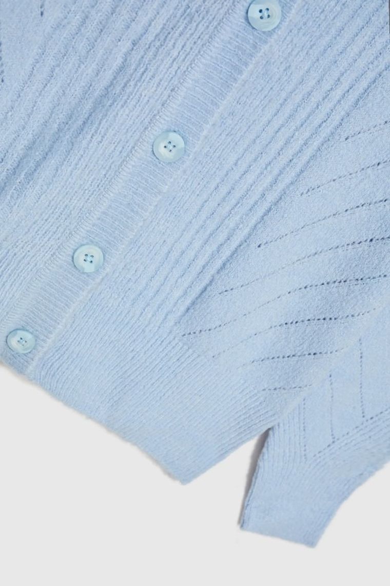 Sweter damski, rozpinany, niebieski, Moodo