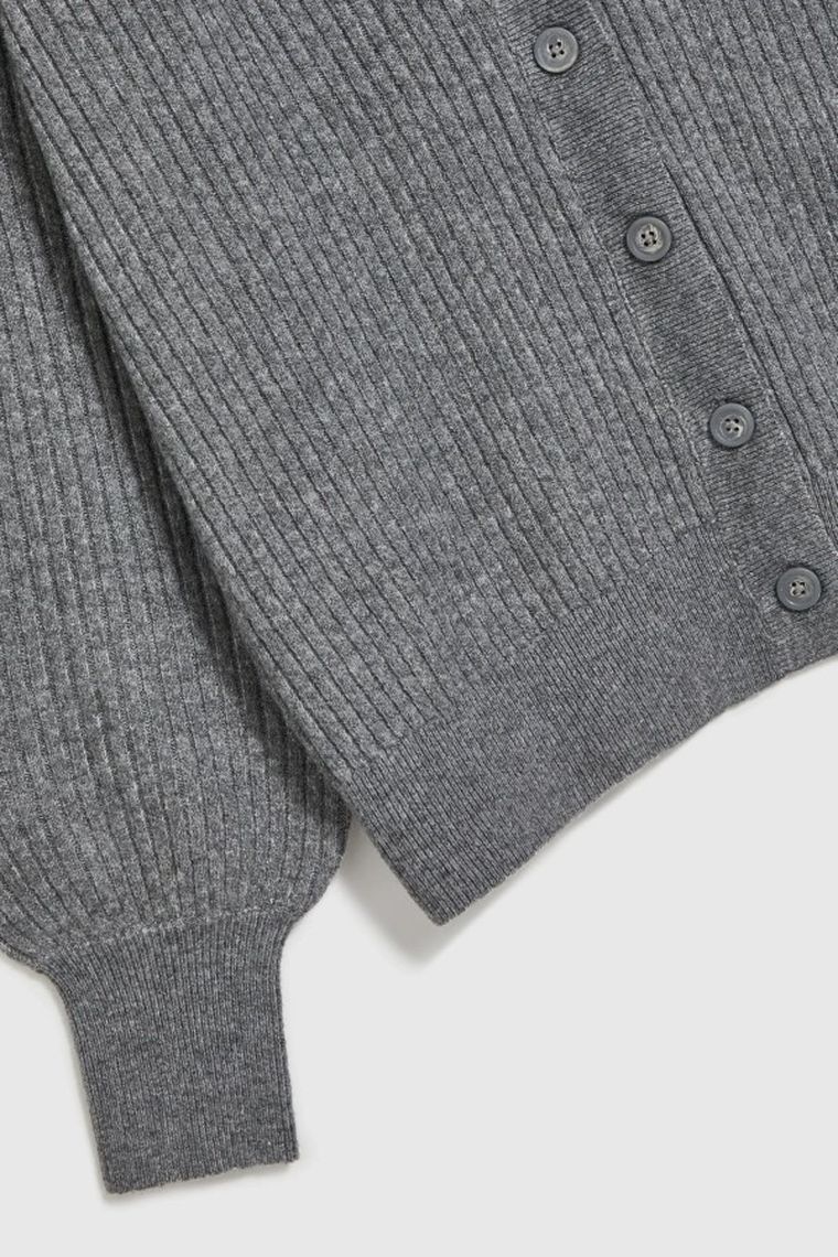 Sweter damski, rozpinany, szary, Moodo