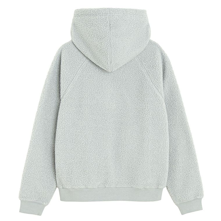 Szara bluza sherpa z kapturem oversize NOWEAR