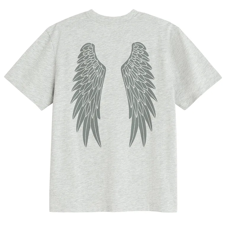 Szara koszulka basic z bawełny czesanej NOWEAR