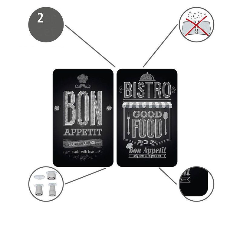 Szklane płyty ochronne, Bon appetit, na kuchenkę, 2 szt.