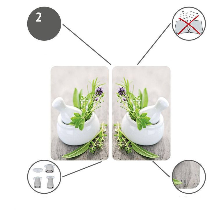 Szklane płyty ochronne, herb garden, na kuchenkę, 2 szt.