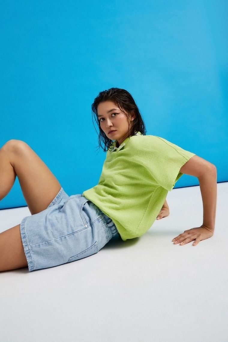 Szorty jeansowe damskie, niebieskie, Moodo