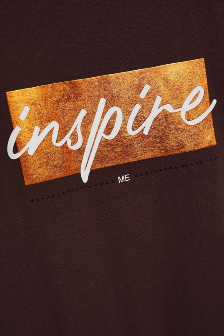 T-shirt damski, brązowy, Moodo