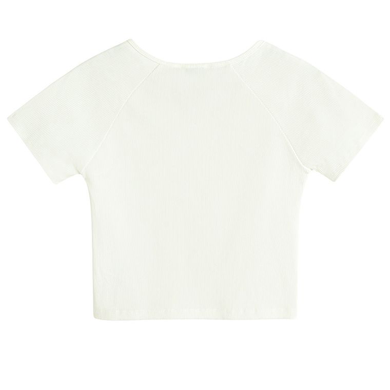 T-shirt prążkowany z domieszką modalu NOWEAR