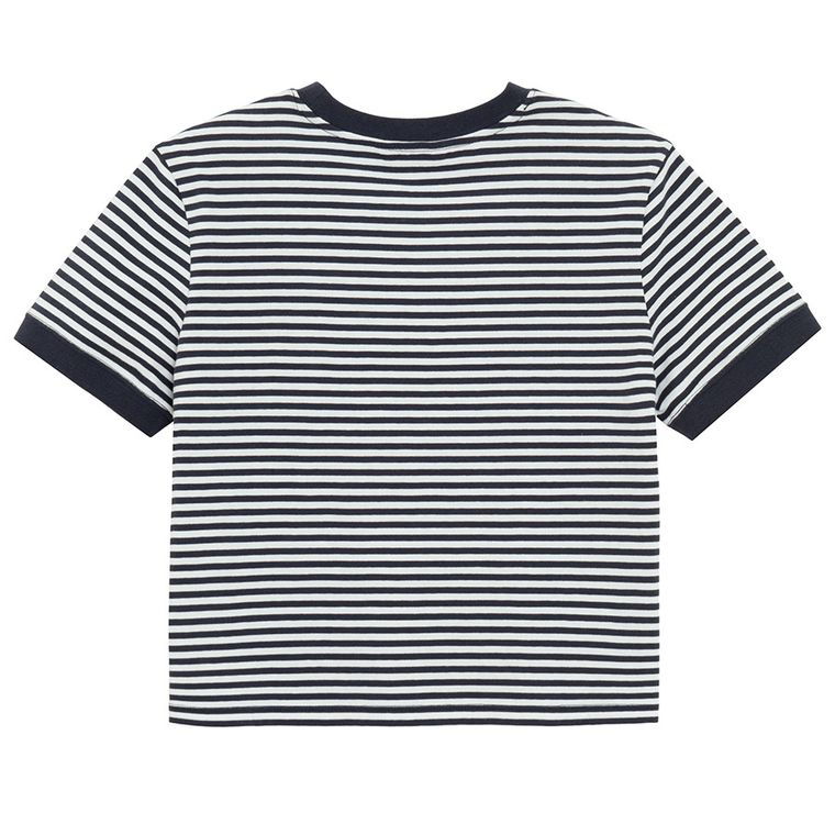 T-shirt z nadrukiem w paski o kroju crop NOWEAR