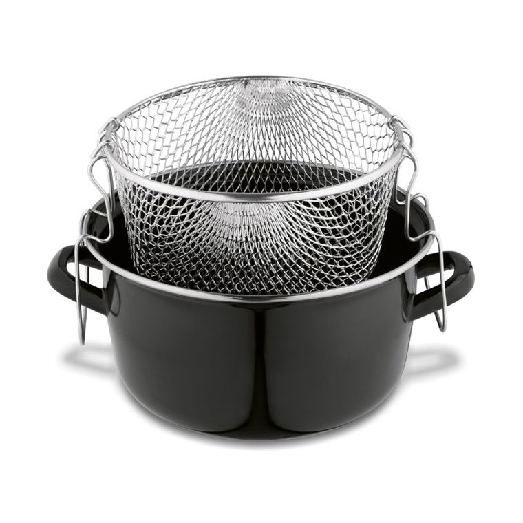 Tadar, emaliowany garnek do frytek z sitkiem, 22 cm