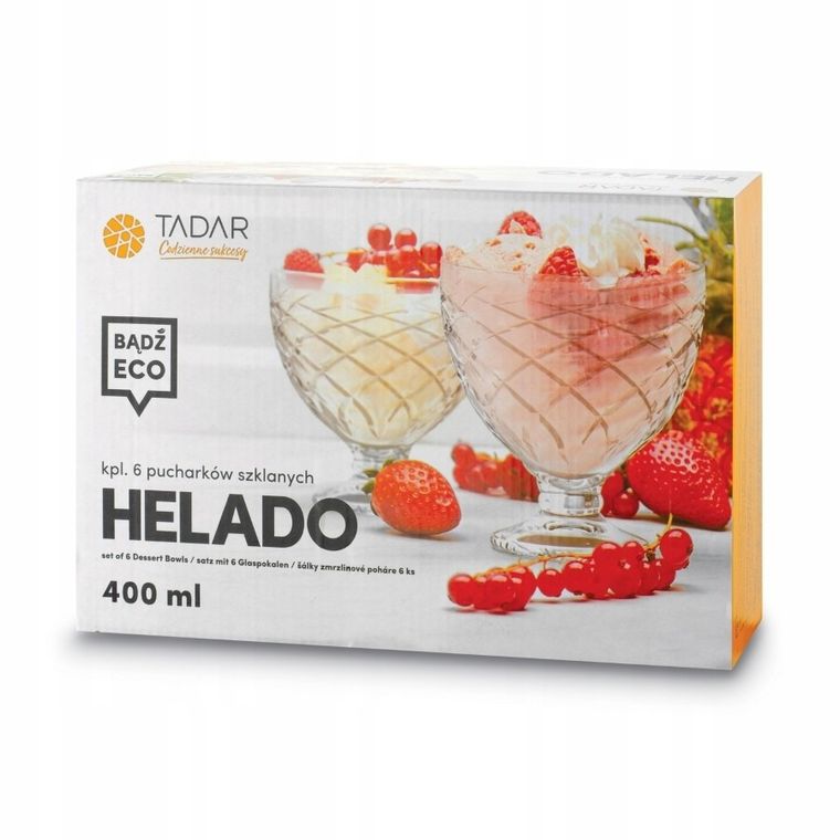 Tadar, Helado, komplet szklanych pucharków, 400 ml, 6 szt.