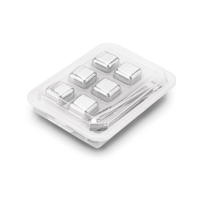 Tadar, kostki do whisky i drinków, stalowe, 6 sztuk + szczypce dolodu