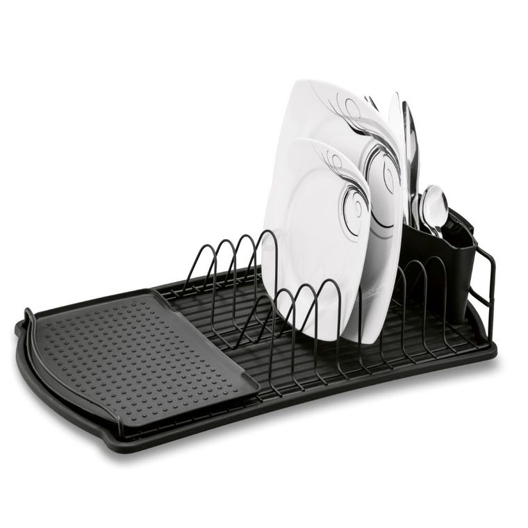 Tadar, suszarka do naczyń z tacą i ociekaczem, czarna, 47,5-26,5-11 cm