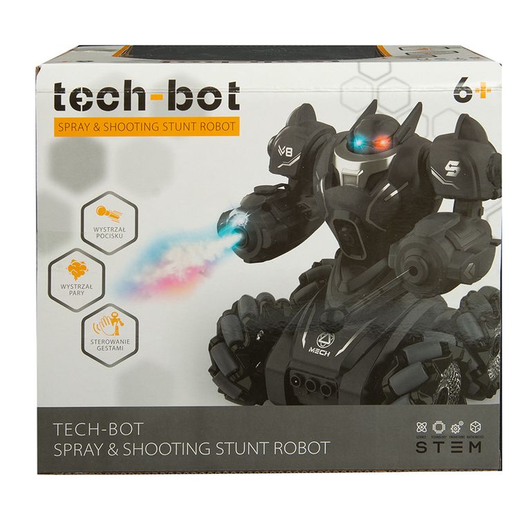 Tech-Bot, robot z funkcją pary, zabawka zdalnie sterowana