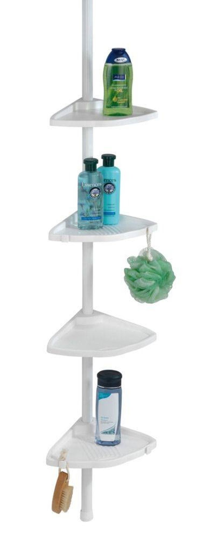 Teleskopowa półka łazienkowa XXL, narożna, 4 poziomy