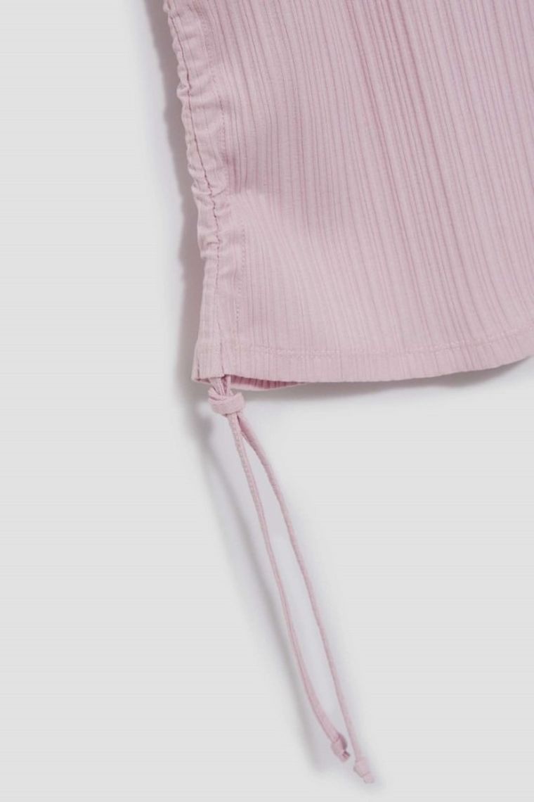 Top damski, prążkowany, jasnofioletowy, Moodo