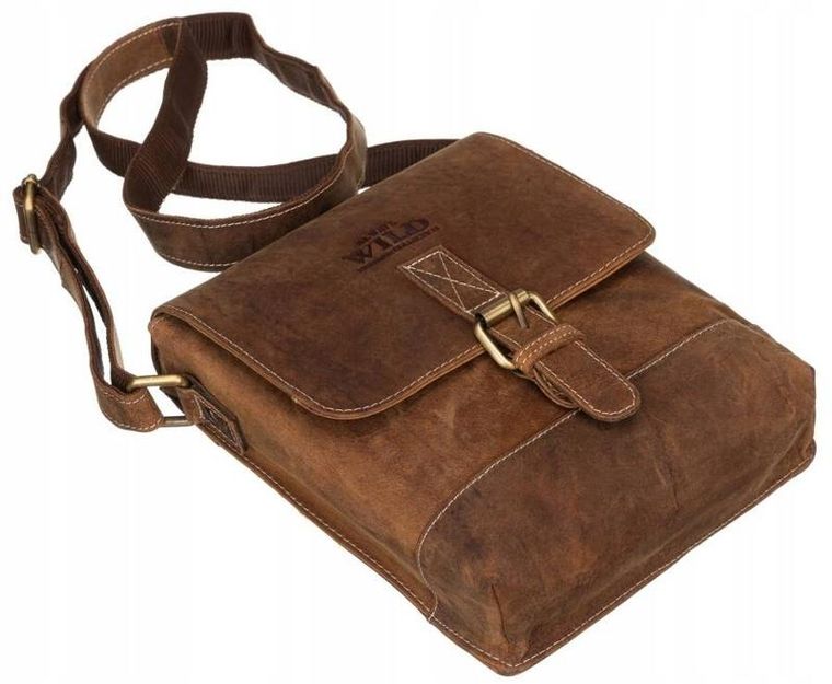 Torba listonoszka, brązowa, skórzana, Always Wild