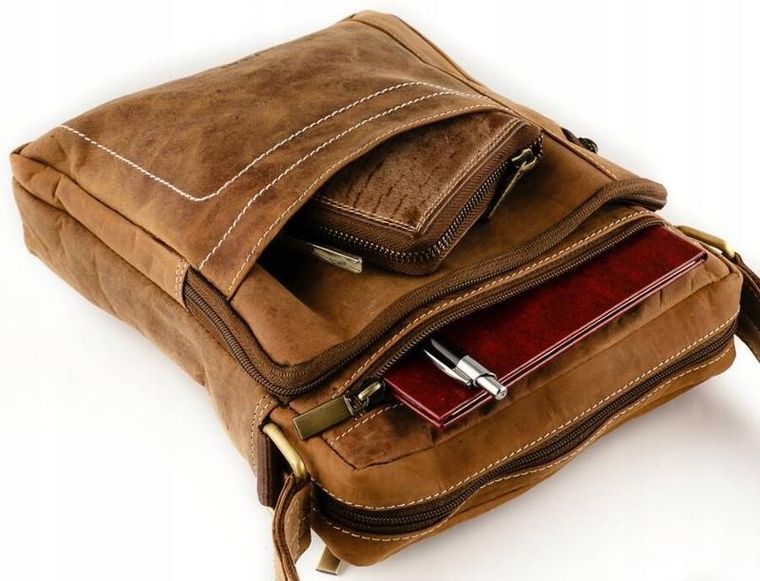 Torba listonoszka, brązowa, skórzana, Always Wild