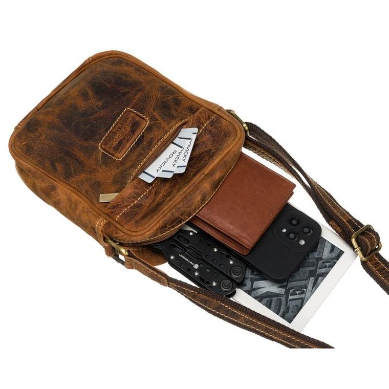 Torba listonoszka, brązowa, skórzana, Peterson