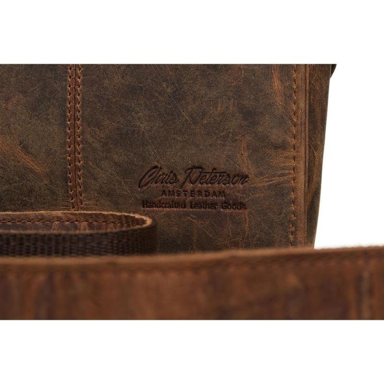 Torba listonoszka, brązowa, skórzana, Peterson