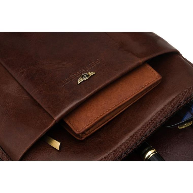 Torba listonoszka, brązowa, skórzana, Peterson