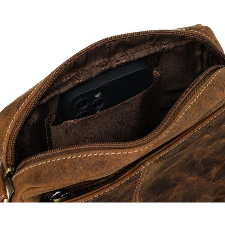 Torba listonoszka, brązowa, skórzana, Peterson