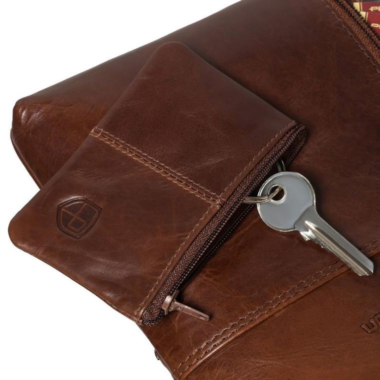 Torba listonoszka, brązowa, skórzana, Peterson