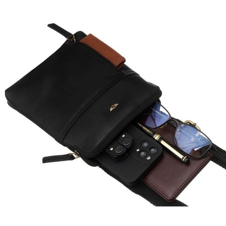 Torba listonoszka, brązowa, skórzana, Peterson