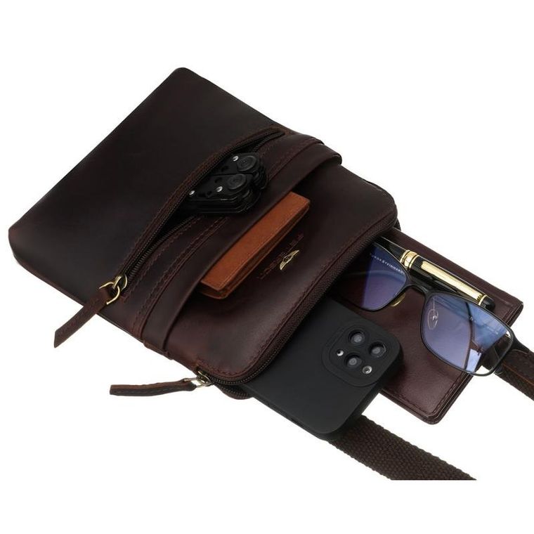 Torba listonoszka, brązowa, skórzana, Peterson