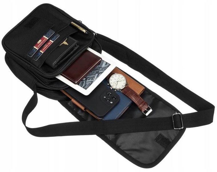 Torba listonoszka, czarna, materiałowa, Peterson