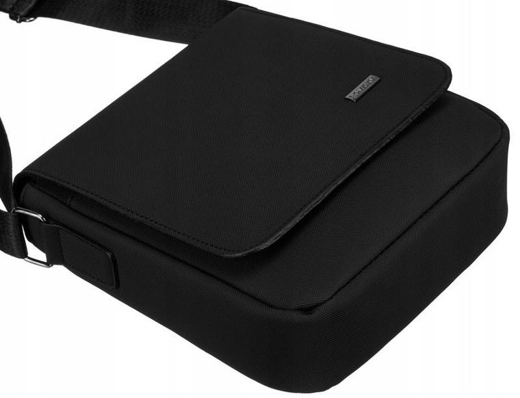 Torba listonoszka, czarna, materiałowa, Rovicky