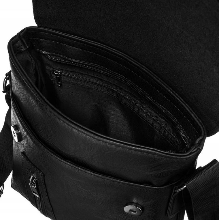 Torba listonoszka, czarna, skóra ekologiczna, Rovicky