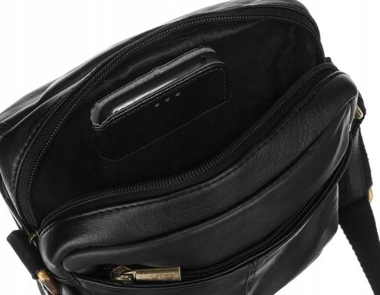 Torba listonoszka, czarna, skórzana, Peterson