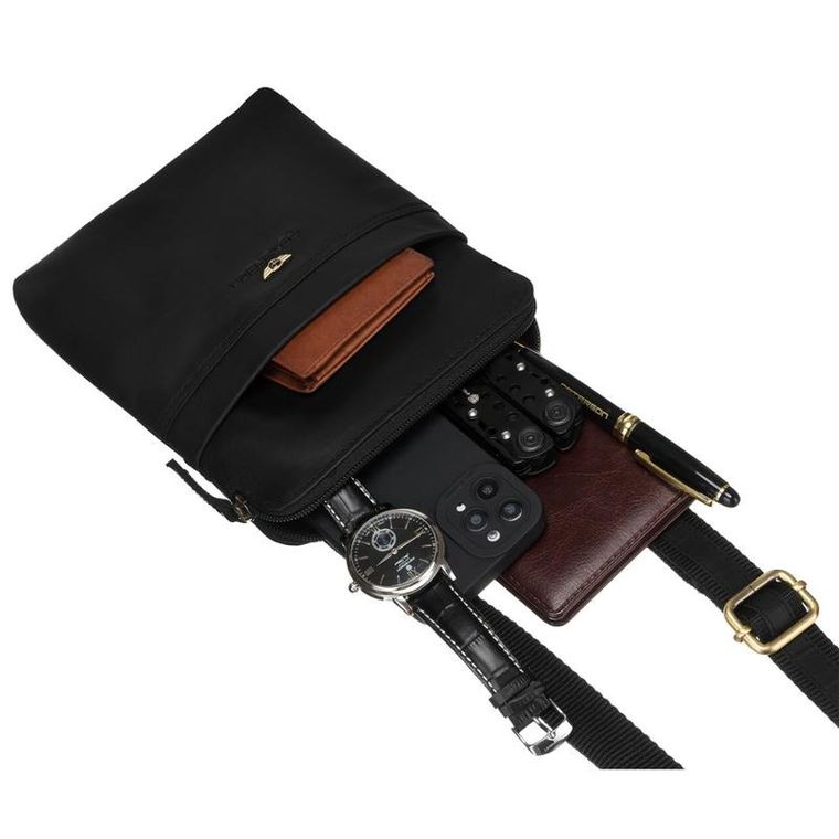 Torba listonoszka, czarna, skórzana, Peterson