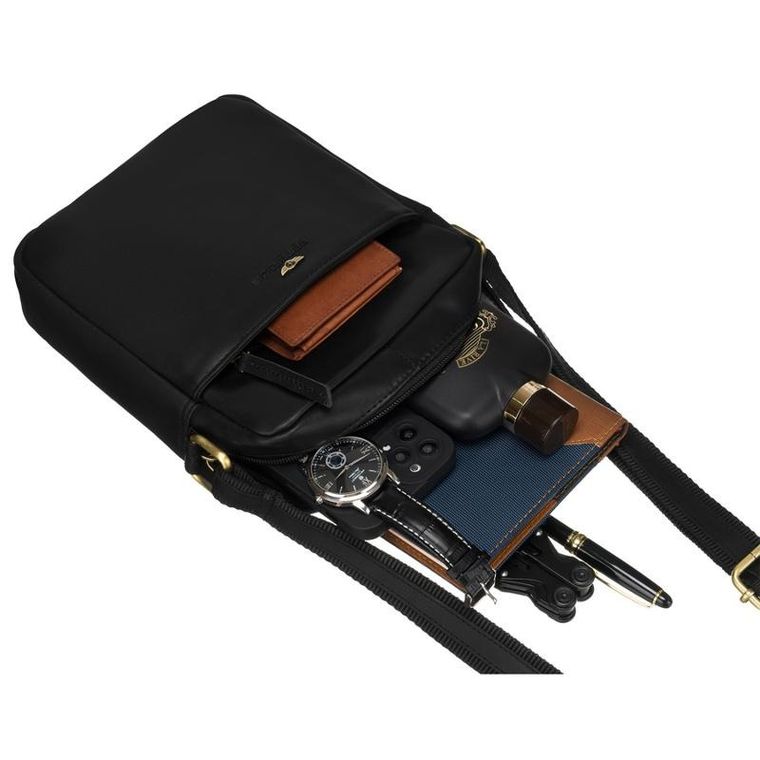 Torba listonoszka, czarna, skórzana, Peterson