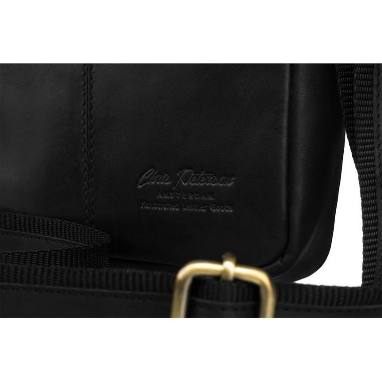Torba listonoszka, czarna, skórzana, Peterson