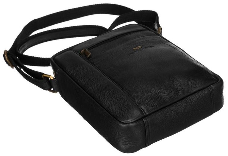 Torba na ramię, czarna, skórzana, Peterson