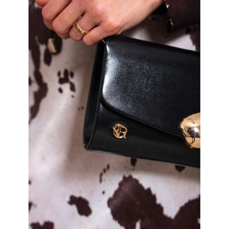 Torebka kopertówka, czarna, skóra ekologiczna, Rovicky