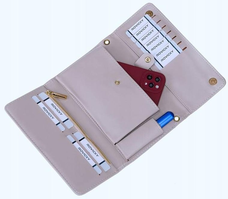 Torebka kopertówka, srebrna, skóra ekologiczna, Rovicky