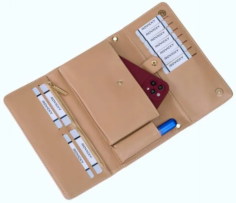 Torebka kopertówka, złota, skóra ekologiczna, Rovicky