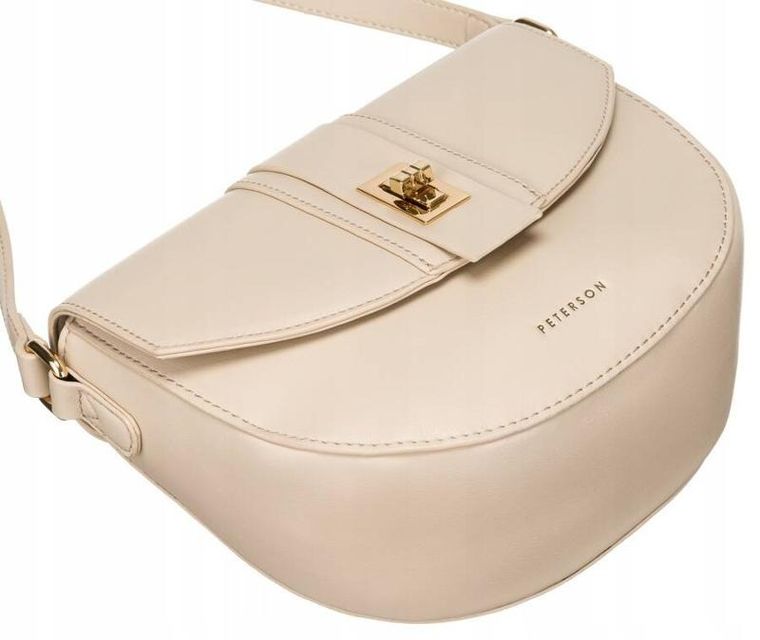 Torebka listonoszka, beżowa, skóra ekologiczna, Peterson
