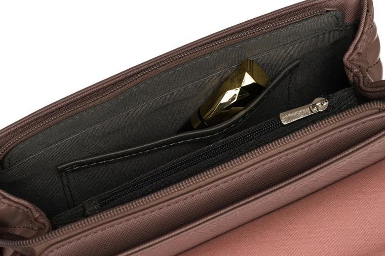 Torebka listonoszka, brązowa, skóra ekologiczna, David Jones