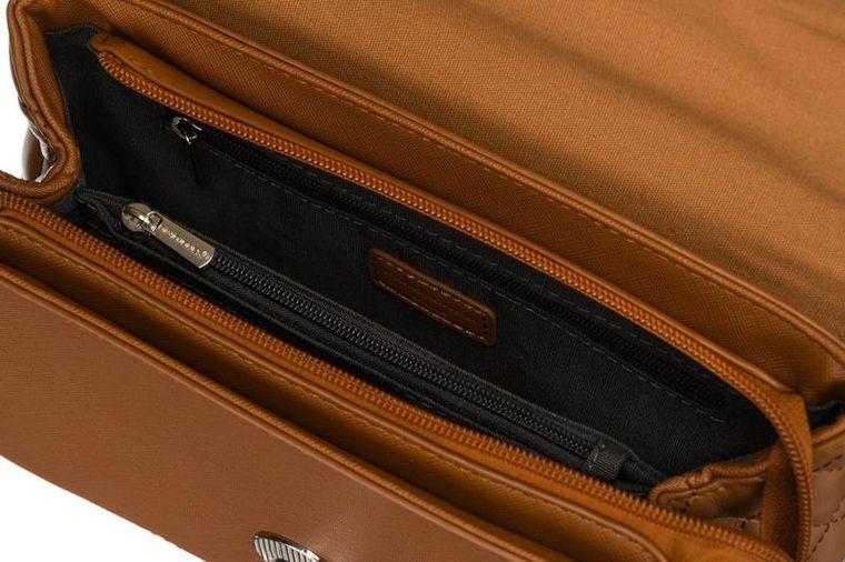 Torebka listonoszka, brązowa, skóra ekologiczna, David Jones