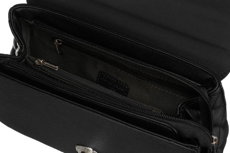 Torebka listonoszka, czarna, skóra ekologiczna, David Jones